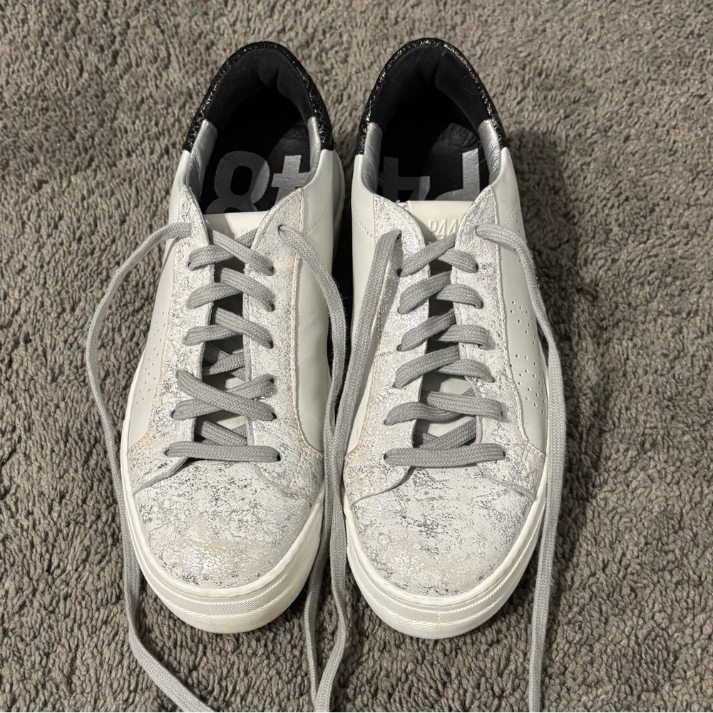 Women’s P448 White Leather Low-Top Sneakers